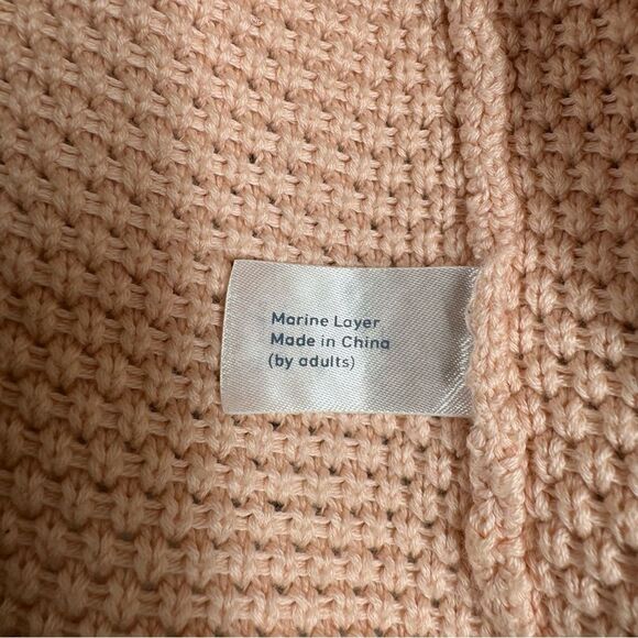 Marine Layer Maine Crop Open Front Cardigan Sweater Soft Pink Cotton Small - Picture 5 of 6